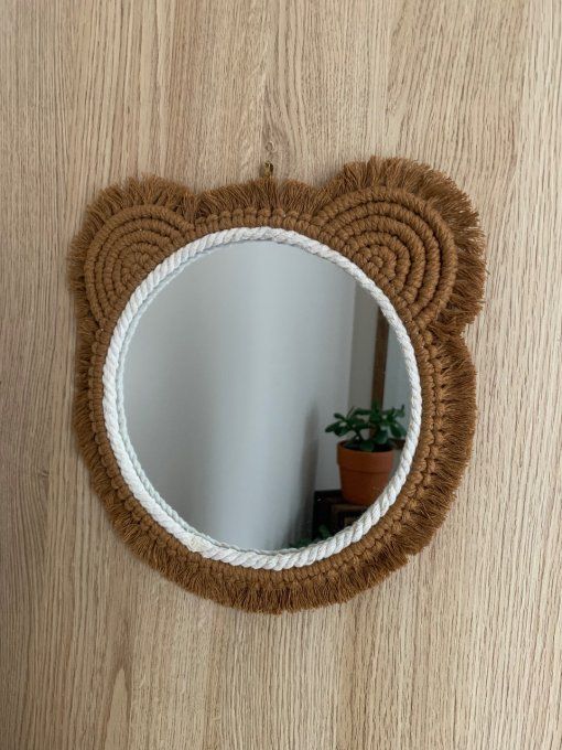 Miroir macramé ours brun