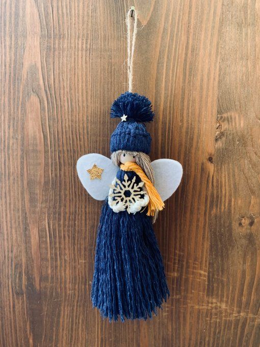 Ange de noël à suspendre, bleue marine