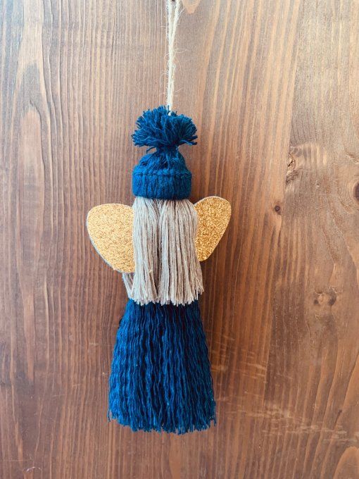 Suspension Ange de Noël, bleu marine 