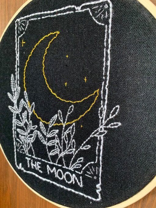 Tambour brodé "carte lune dorée", moyen modèle    - Copie