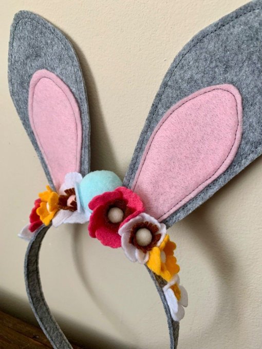 Serre-tête lapin et fleurs