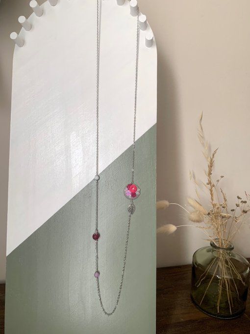 Sautoir broderie fleurs