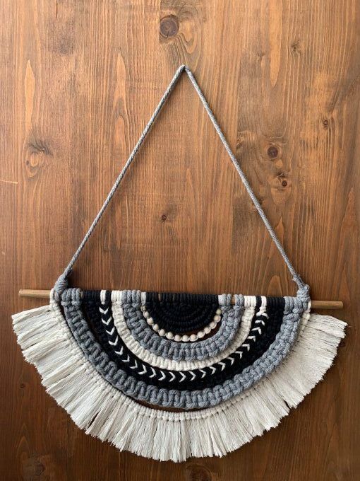 Décoration murale macramé demi cercle