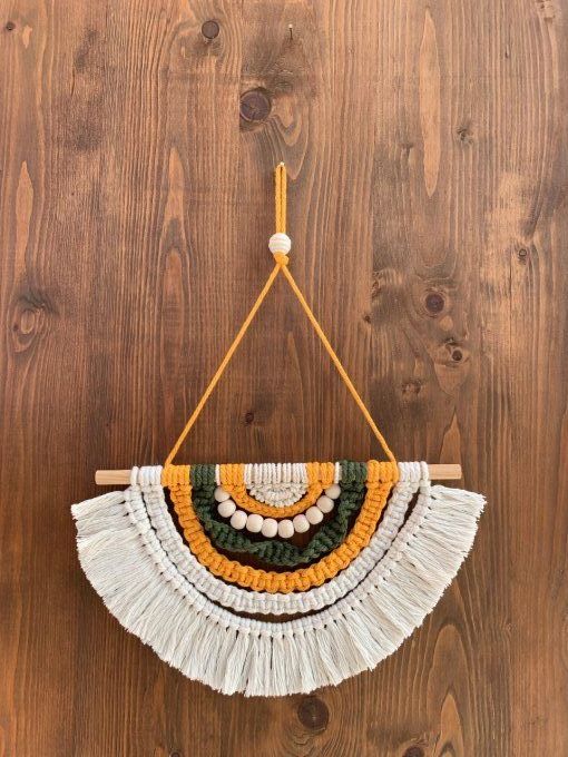Décoration murale macramé demi cercle