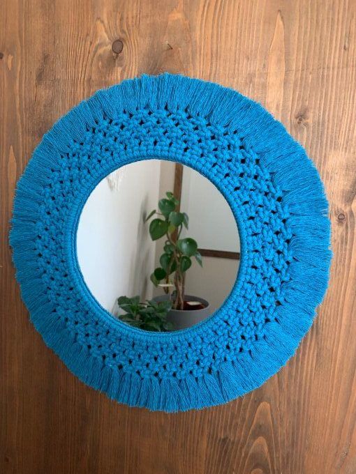 Miroir macramé bleu azul