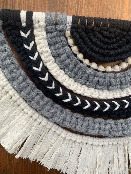 Décoration murale macramé demi cercle