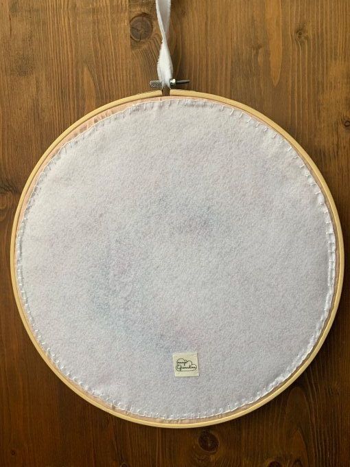 Tambour brodé licorne, grand modèle    