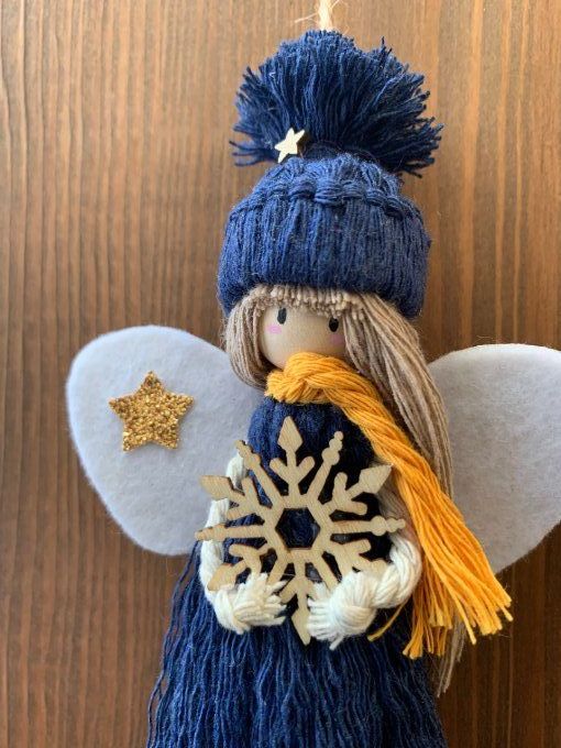 Suspension Ange de Noël, bleu marine 
