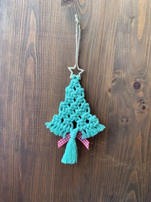 Suspension sapin de Noël en macramé, vert clair 