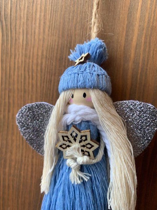 Suspension Ange de Noël, bleu clair