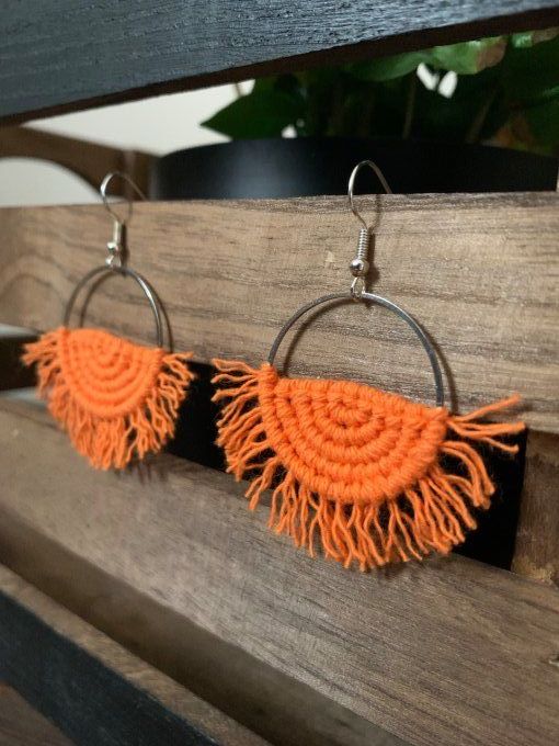 Boucles d'oreilles en macramé 