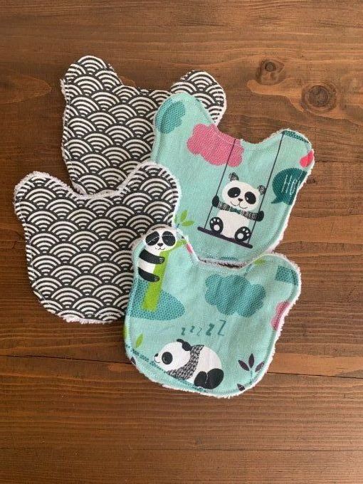 Lingettes bambou lavable vagues et panda